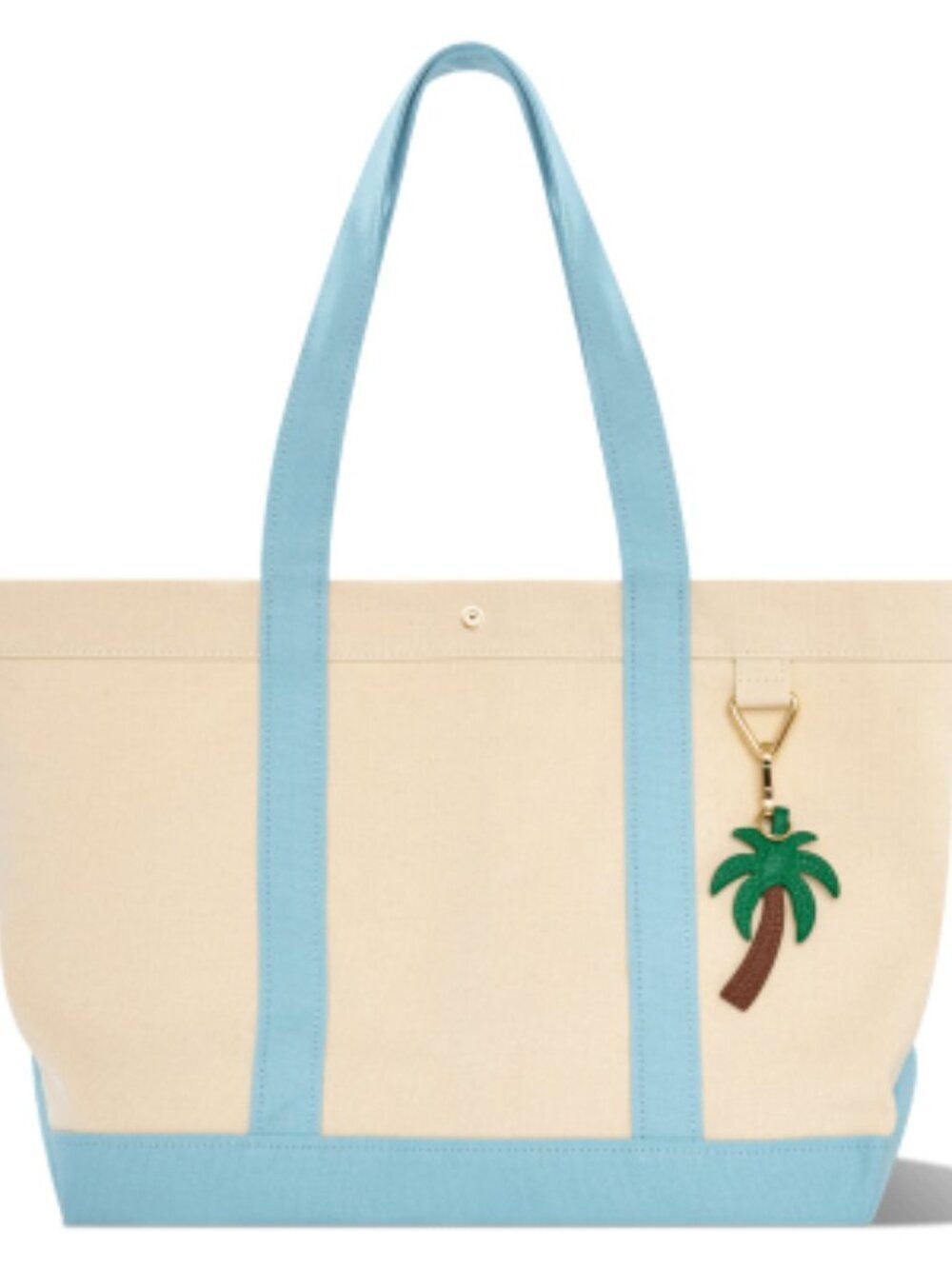 Baublebar Large Canvas Tote With Palm Tree Charm Beach Pool NEW